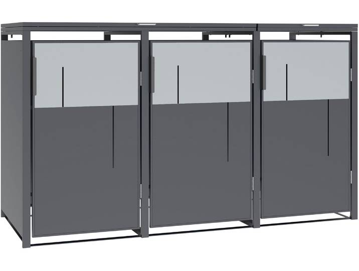 Mülltonnenbox WESTMANN Tonus 3 , anthrazit, B:198cm H:116cm T:80cm, Stahl, Aufbewahrungsboxen, Mülltonnenbox, BxTxH: 198x80x116 cm, für 3x240 L Mülltonnen