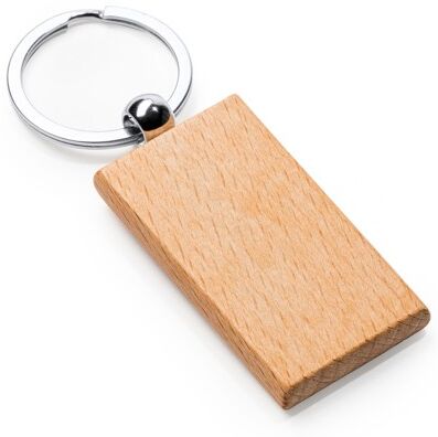 Porte-clés publicitaire en bois naturel avec anneau métal Sila TAILLE UNIQUE ADULTE RECTANGULAIRE