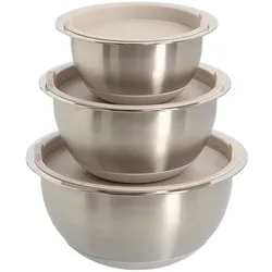 Zeller Present Schüssel-Set, Schüssel + Schale, Beige, Silber, Mehrfarbig
