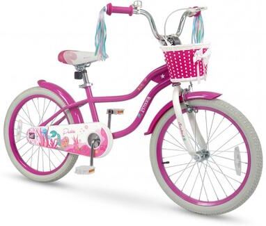 Costway 20 Inch Kids Bike Adjustable with Basket and Streamers Rose Red - Princess of the Sea Theme