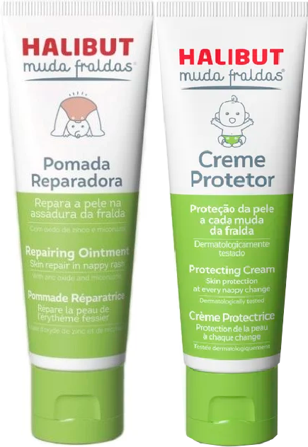 Halibut Muda Fraldas Pomada Reparadora 50g + Creme Protetor 50g