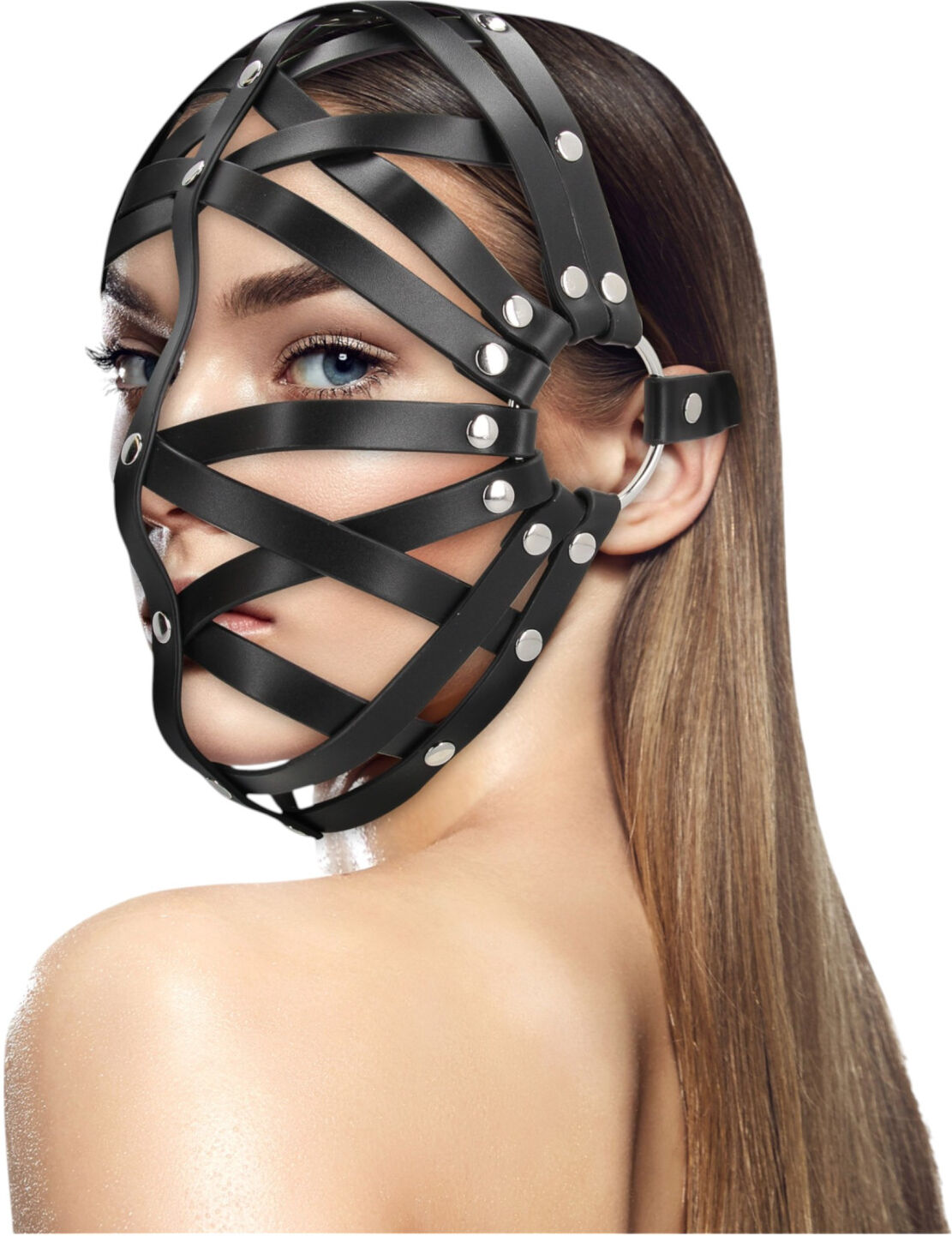 Ouch! - Bondage Maske - Kunstlæder - Sort