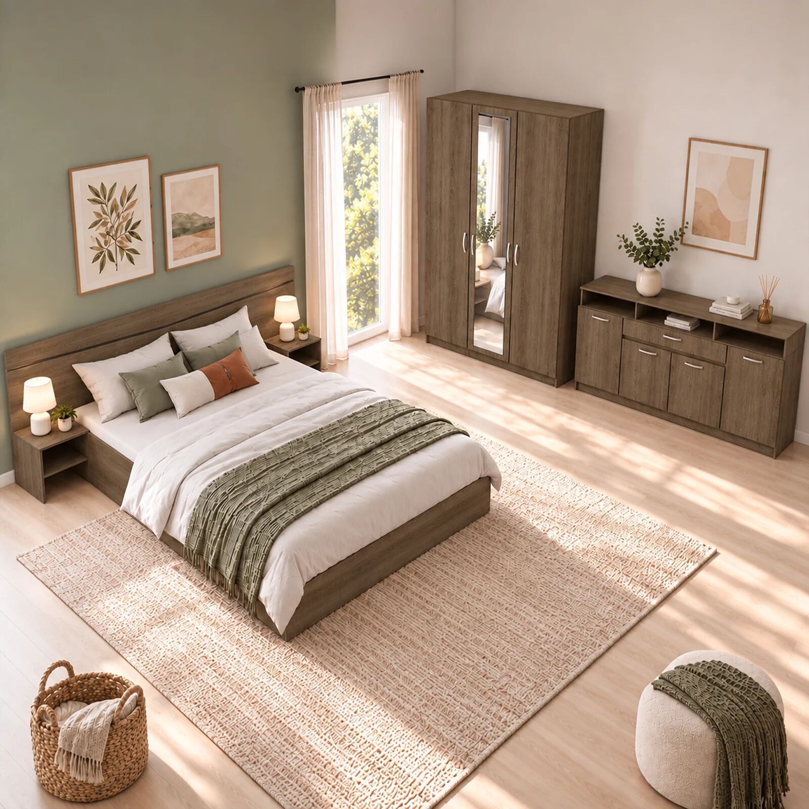 garneroarredamenti Camera da letto moderna completa matrimoniale noce Camilla 3