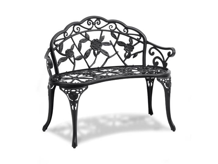 Banc de jardin en bois et métal SucceBuy, solide et stable pour l'extérieur, capacité de charge de 480 lb, banc de jardin, banc de parc