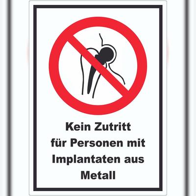 HB-Druck Kein Zutritt für Personen mit Implantaten aus Metall Aufkleber A8 (52x74mm)