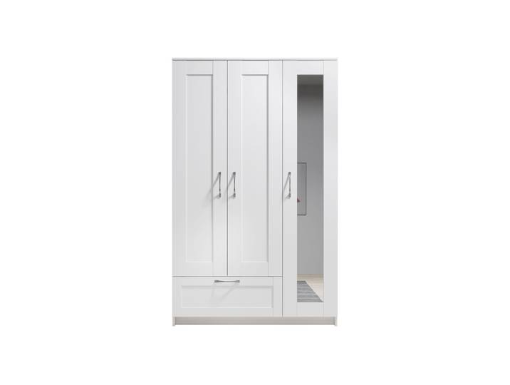 Kleiderschrank mit Spiegel - weiß - 117 cm - SALIAS