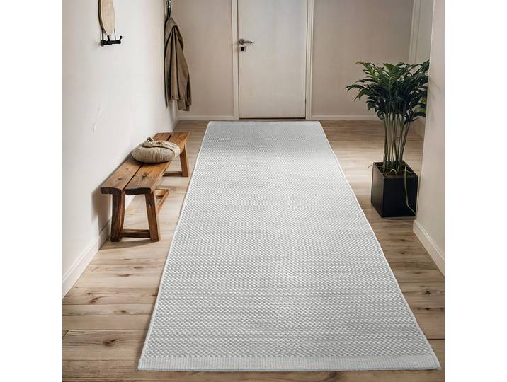 Tapis en laine Wooly Dreamscap Blanc/Blanc crème 80 x 200cm Laine