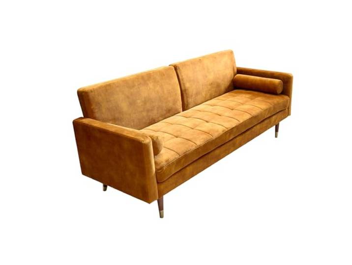 Riess Ambiente Modernes Schlafsofa Couture 196cm senfgelb Microvelours 3er Couch Bettfunktion Ink. Kissen Schlafcouch Sofa Couch