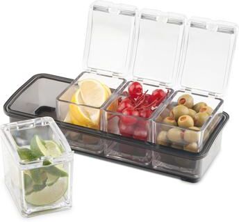 Final Touch 5 Piece Bar Caddy for Bar Garnishes - 10 x 4 x 3.1 inch