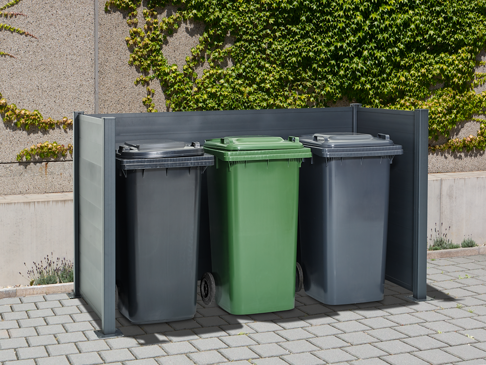 JUNGELMAR Mülleimer-Einfassung MA3,Alu 210x100x122cm, anthrazit 16956229