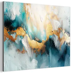 METALLBILD Abstrakt - Kunst - Gold - Blau 40x30 cm