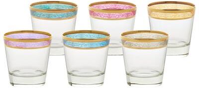 Lorren Home Trends Double Old Fashion Set of 6 Melania Collection Multicolor