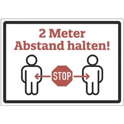 Marahrens Aufkleber / Hinweisschild »Abstand halten« 42 x 30 cm weiß / signalrot weiß, 42x29.7 cm