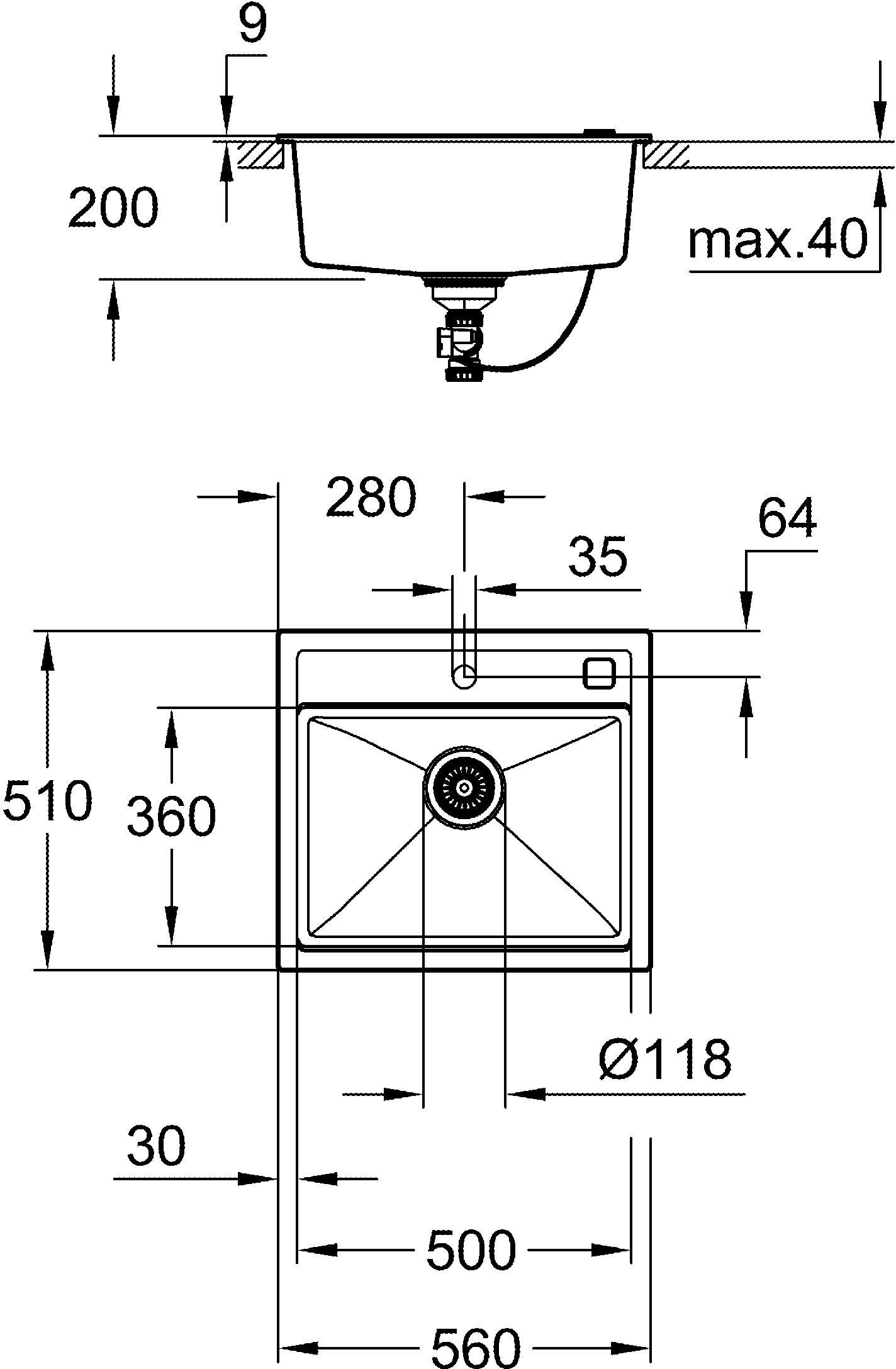 Grohe K700 Kompositspüle 56 x 51 cm