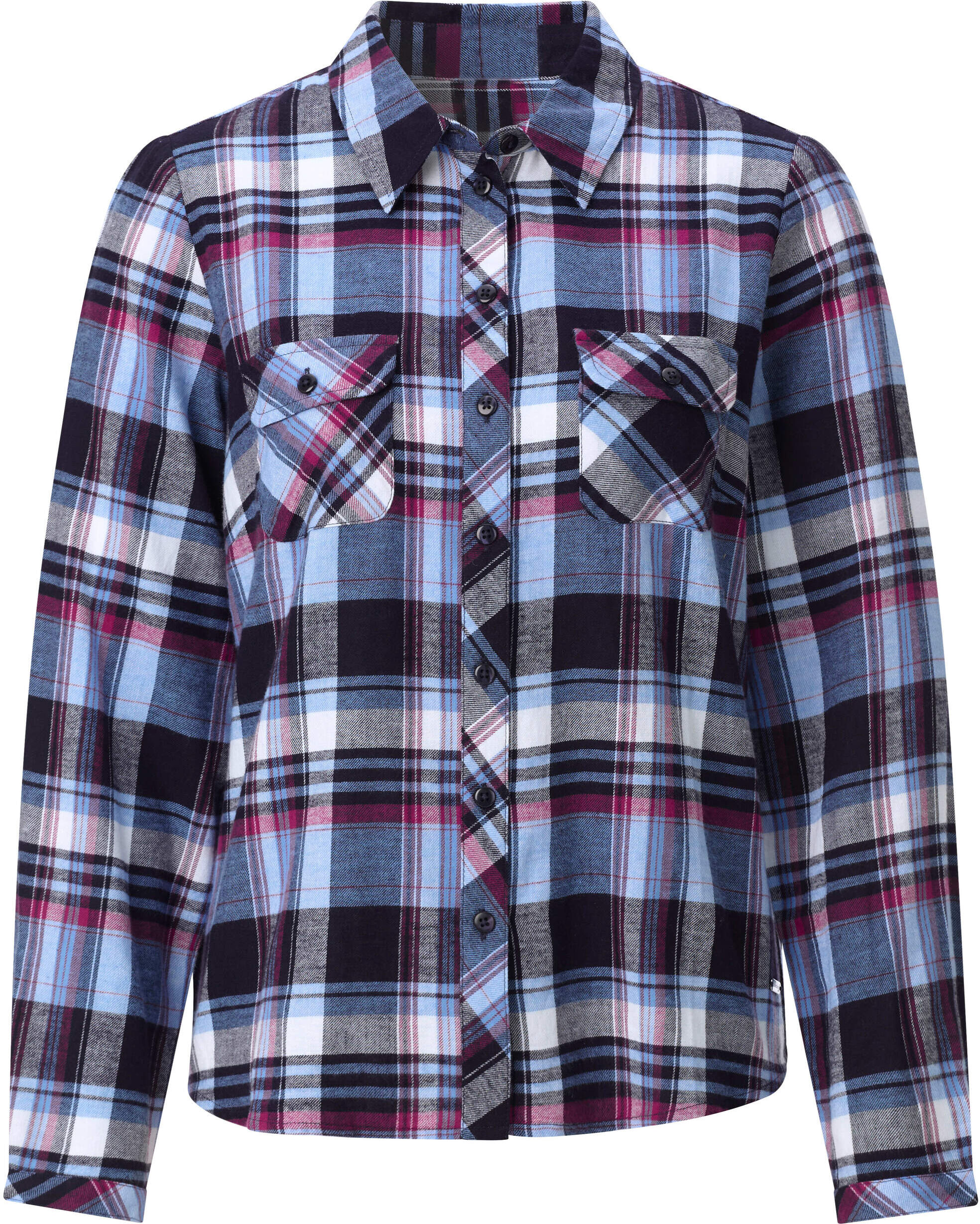 Klassische Bluse WITT "Flanell-Bluse Flanell-Bluse", Damen, Gr. 40, magenta, marine, kariert, Flanell, , Sportlich, Blusen Klassische Bluse