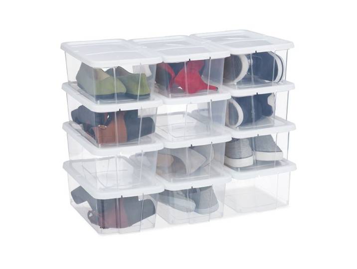 Relaxdays Schuhboxen Kunststoff 12er Set