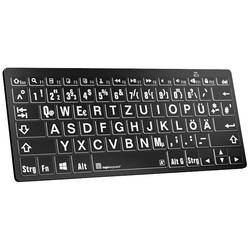 Logickeyboard XL-Print Bluetooth® Tastatur Deutsch, QWERTZ Schwarz Multimediatasten, USB-Hub, Geräuscharme Tasten LKB-LPWB-BTPC-DE