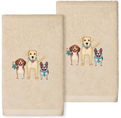 Authentic Hotel and Spa Dogs - Embroidered Luxury 100% Turkish Cotton Hand Towels (Set of 2)