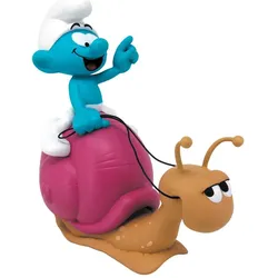 Plastoy, Spardose, Les Schtroumpfs: Tirelire Smurf on a Snail's Back 19 cm