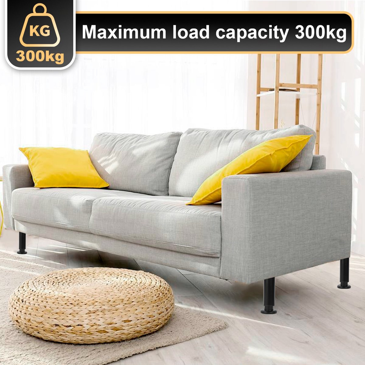 Solidchoice Verstelbare Meubelpoten voor Sofas en Stoelen, Set van 4, Zwart