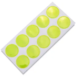 Reflektor-Sticker 10er-Set - Erhöhen Sichtbarkeit & Sicherheit im Strassenverkehr - Selbstklebend, Ø 20mm, reissfest, witterungsbeständig, 100% PVC, gelb