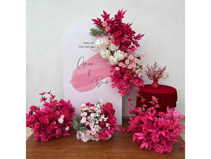 NucleoArtificial Flower for Wedding Decoration, Hot Pink Floor, Floral Arch, Gent ement Welcome Sign, Road Lead, Ball, Decor