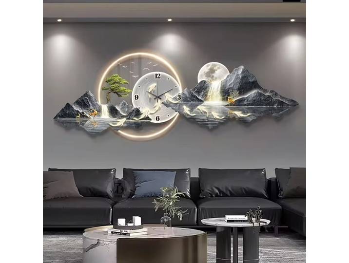 Horloge murale design de luxe, LED, esthétique minimaliste, silencieuse, style nordique, décoration intérieure pour salon