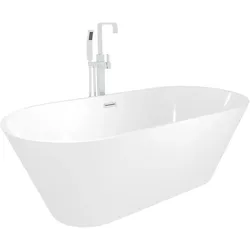 AcquaVapore freistehende Badewanne Wanne Acryl F01 170x80cm mit Armatur AF05