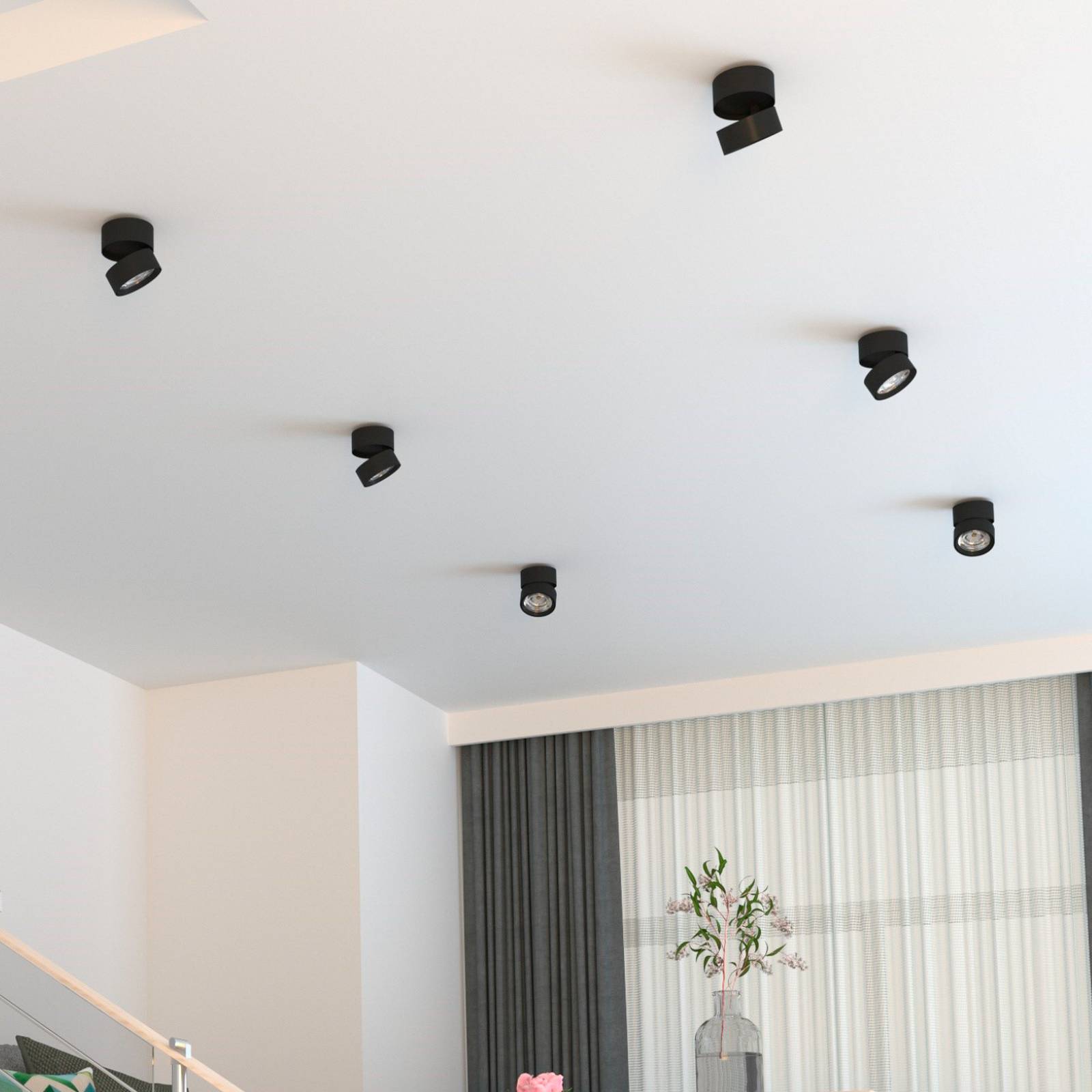 LOOM DESIGN Ray LED-Deckenspot Ø9,3cm 13W schwarz Ray, dimmbar, schwarz, für Wohn- / Esszimmer, Aluminium, Modern, LED Deckenlampe