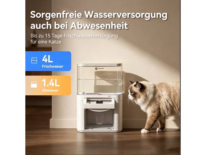Fontaine à eau automatique pour animaux de compagnie 4L, sans fil, distributeur d'eau pour chats et chiens, capteur pour animaux de compagnie, bol à eau, batterie, distributeur 2 en 1