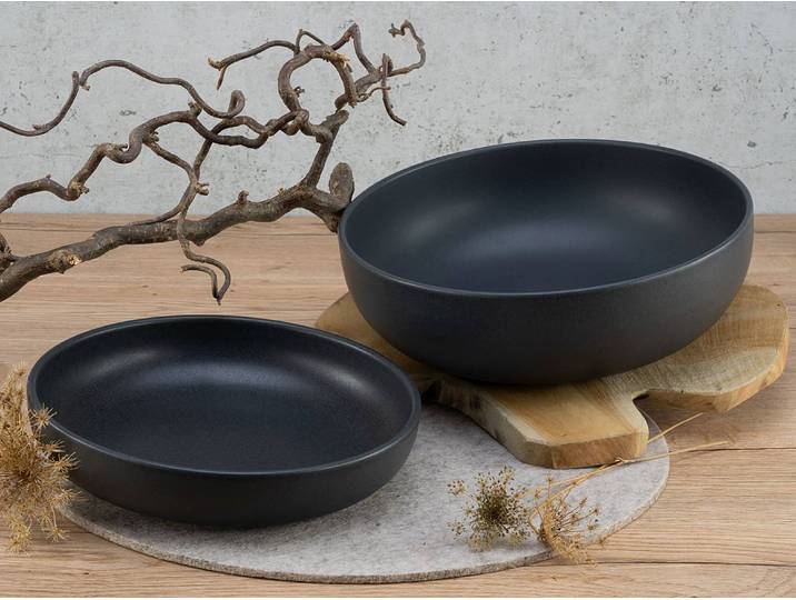 Salatschalen Uno 2er-Set 26 x 32 x 32cm Schwarz/Schwarz