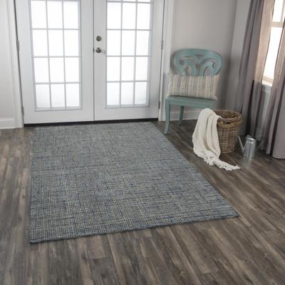NAVATEXTURA Zion Blue, Black, and Grey Hand-tufted Mosaic Wool Rug