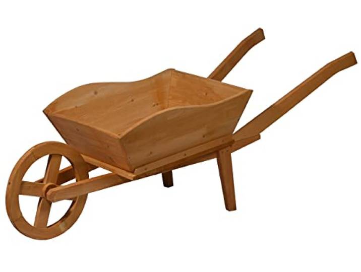 dobar® 29095e Pflanzschubkarre aus Holz Dekorativer Pflanzkasten für Blumen Blumenwagen Pflanzwagen Blumenkarre Holzschubkarre zum Bepflanzen 130 x 40 x 40 cm Braun