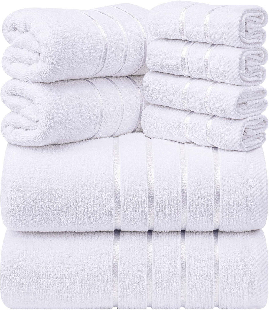 Ebern Designs Cotton Blend Multi-Size Set White Bath Towel;Washcloth;Hand Towel