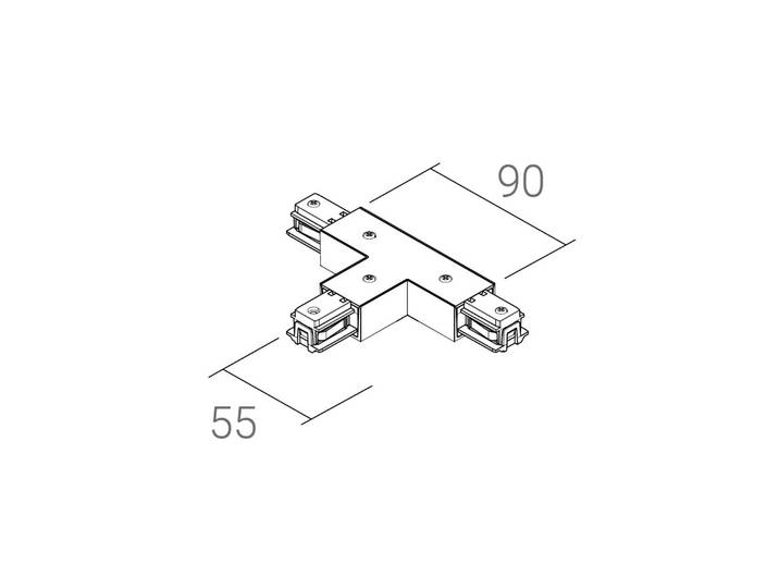 Ivela T-Verbinder SQUARE 48 V, schwarz, Schutzleiter links V, schwarz, Kunststoff