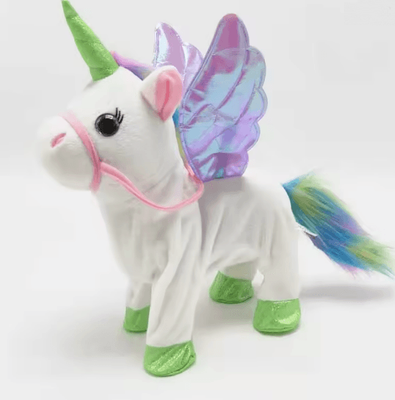 Inspire Essentials Magic Walking Unicorn Plush Toy With Singing Music white