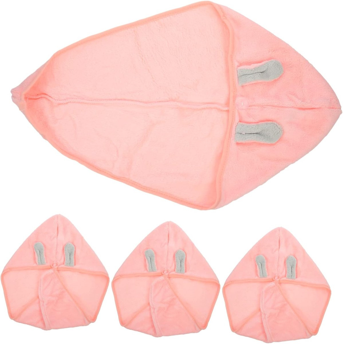 Set van 4 roze sneldrogende haarhanddoekwikkel voor hoogwaardige absorptie