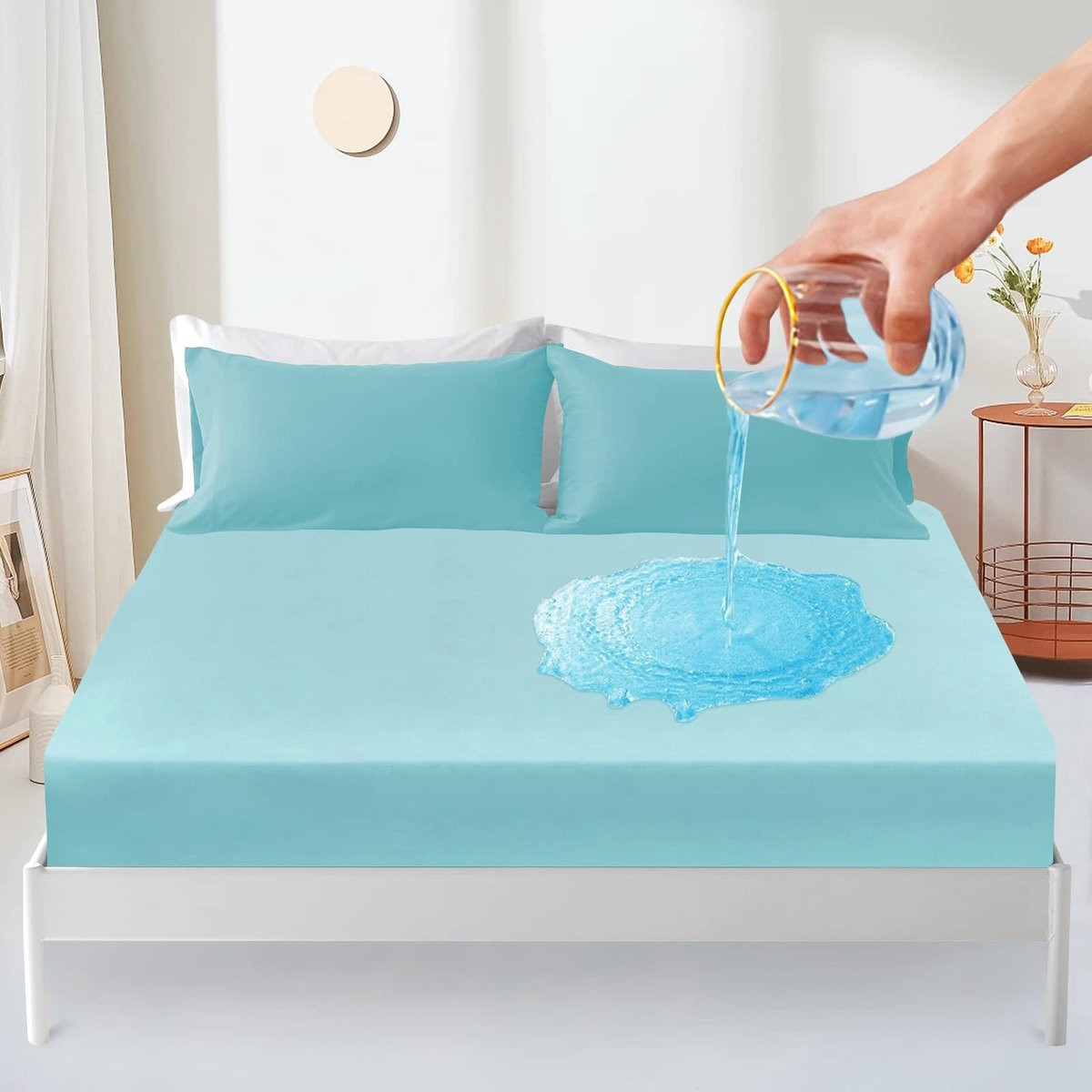 Waterdichte matrasbeschermer voor tweepersoonsmatras van Solidchoice
