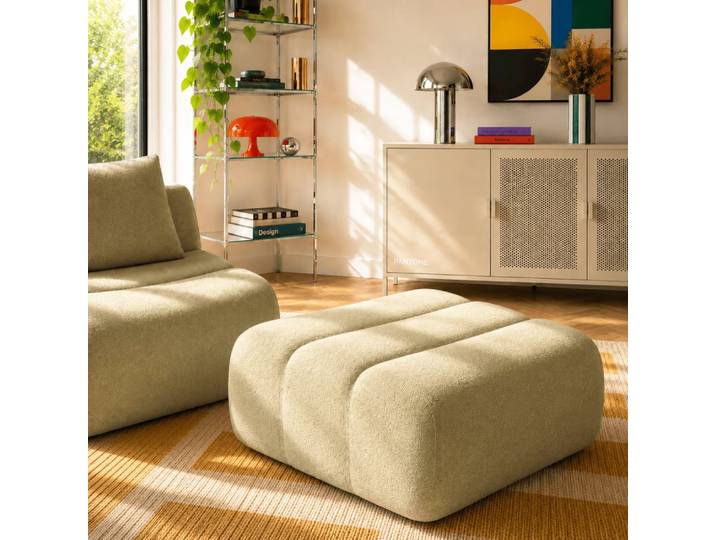 Pouf 1 place tissu vert amande