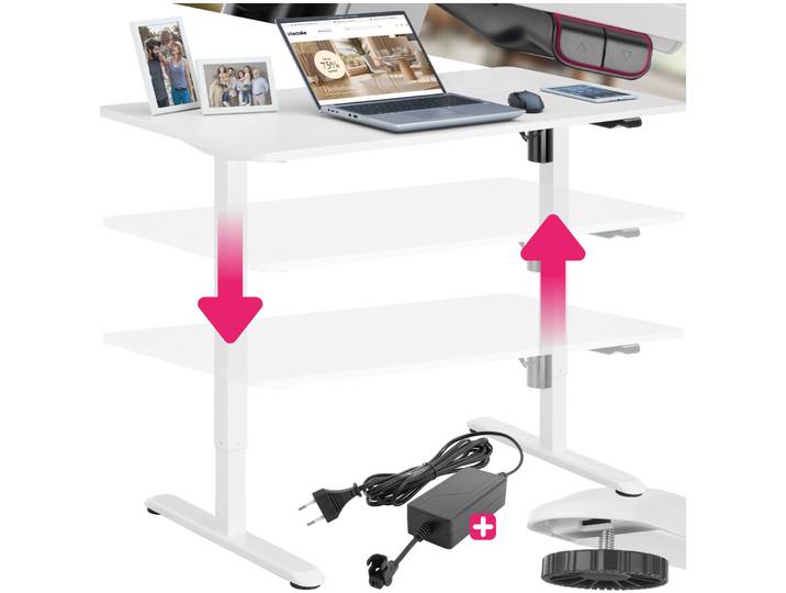 Bureau réglable en hauteur électrique Skadi - blanc