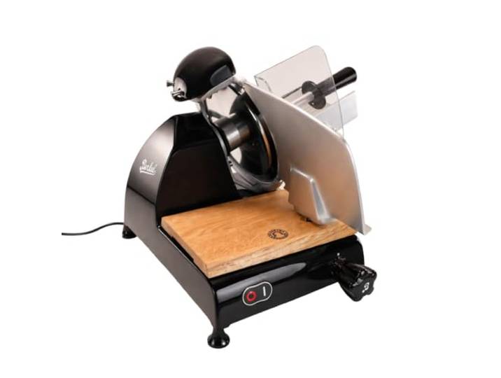 Berkel Aufschnittmaschine - Red Line 250 schwarz - Allesschneider Profi Schneidemaschine auch für Gastro + 100% handgefertigtes Schneidebrett, Angebot