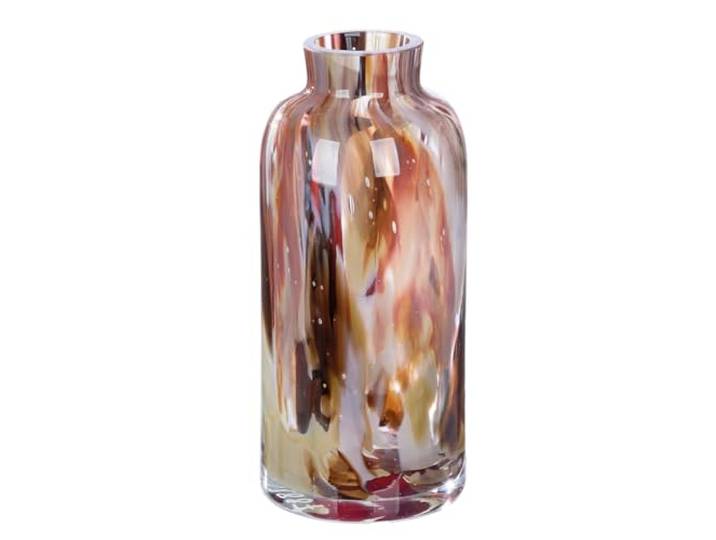 GILDE GLAS art Vase décoratif en Verre coloré - Vase à Fleurs - Décoration de Salon - Cadeau pour Femme - Hauteur : 22 cm - Marron/Rouge