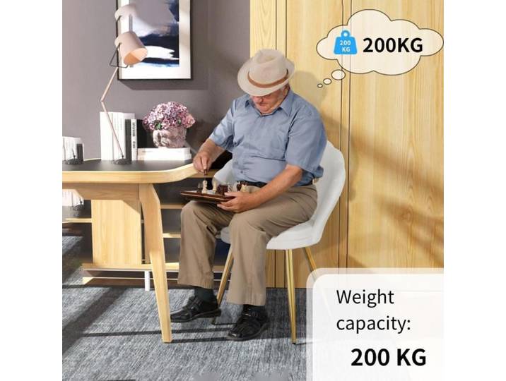 Amiremplie Ensemble d'une chaise de salle à manger en coquille de velours Fauteuil avec dossier blanc