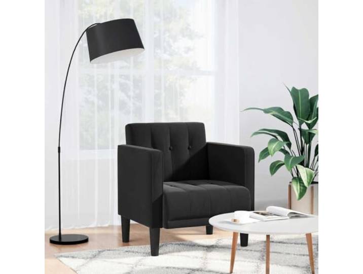 IBUQDDV Sessel mit Armlehnen Schwarz 53 cm Samt Schaumstoff-Feder-Kombination, Sperrholzrahmen, vielseitig, modernes Design