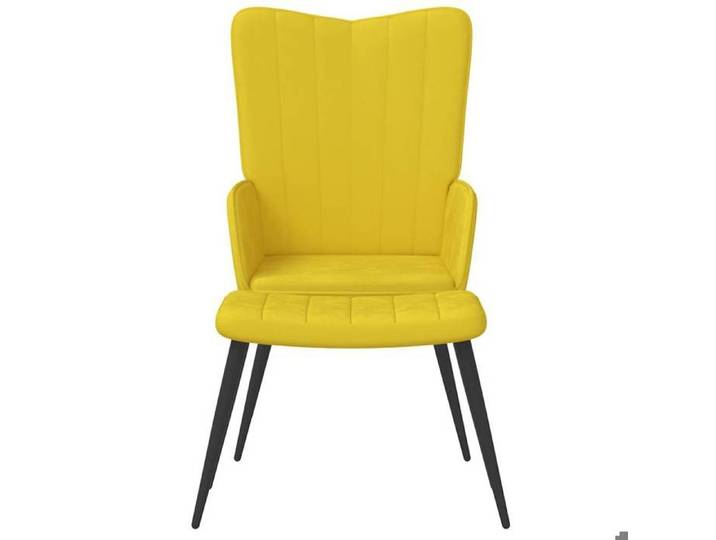 Fauteuil relax - CLOUD - contemporain - avec tabouret Jaune moutarde Velours S284