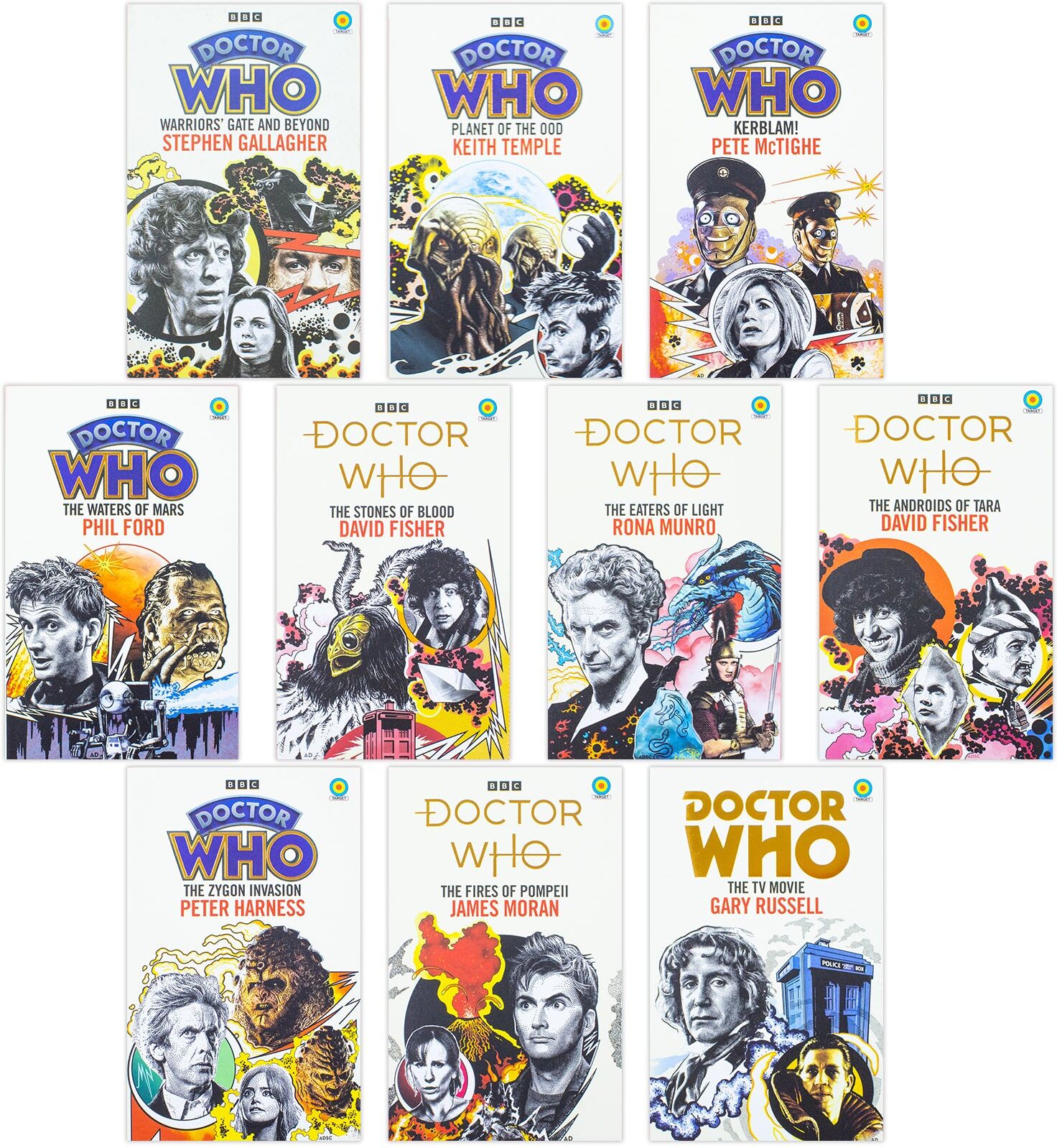 BBC Books Doctor Who: Target Collection 10 Books Set (Book 11-20) (Warriors’ Gate and Beyond, Kerblam!, Waters of Mars, Stones of Blood, Eaters of Light, Androi