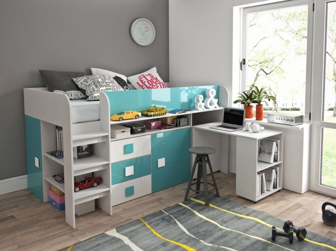 Etagenbett für Kinder TOLEDO 1 Stockbett mit Treppe und Bettkasten