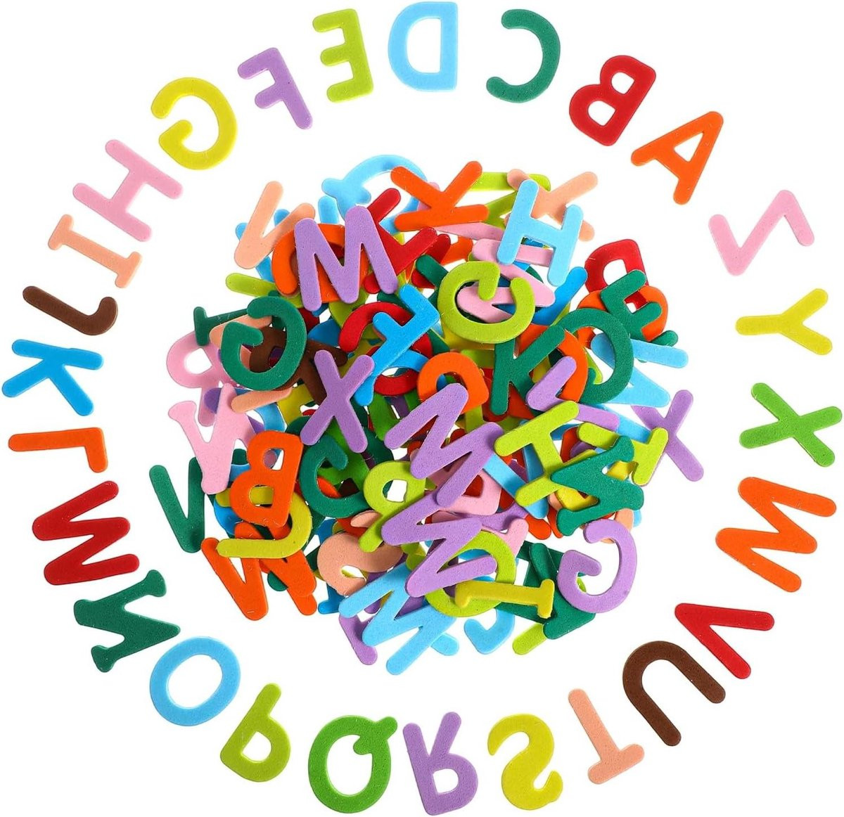 500 stuks Zelfklevende Schuimrubberen Letters met Glitter Afwerking - Meerkleurig