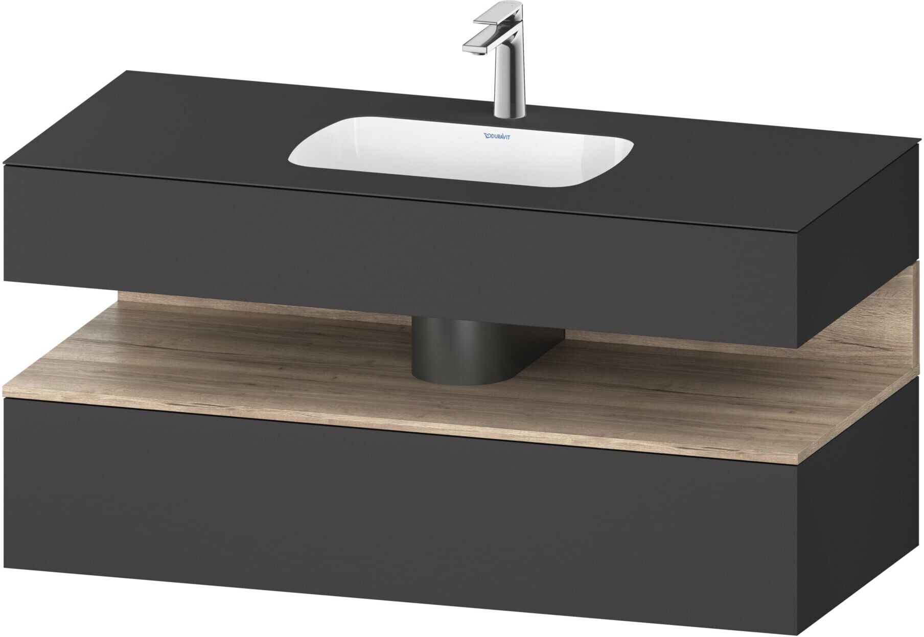 Duravit Einbauwaschtisch-Möbel-Set Qatego 120x55x60cm, E Ma/Gra ma, Konsolen-Waschtischunterbau (QA4787055490000)
