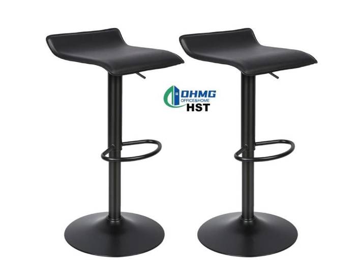 HST OHMG Set de 2 Tabourets de bar rigide chaises cuisine (noir)